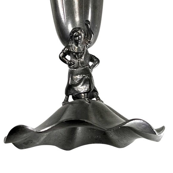 Vtg KSO Kayserzinn Pewter Art Nouveau Jugendstil Vase Women Figures P108 8.5 in - Picture 12 of 15